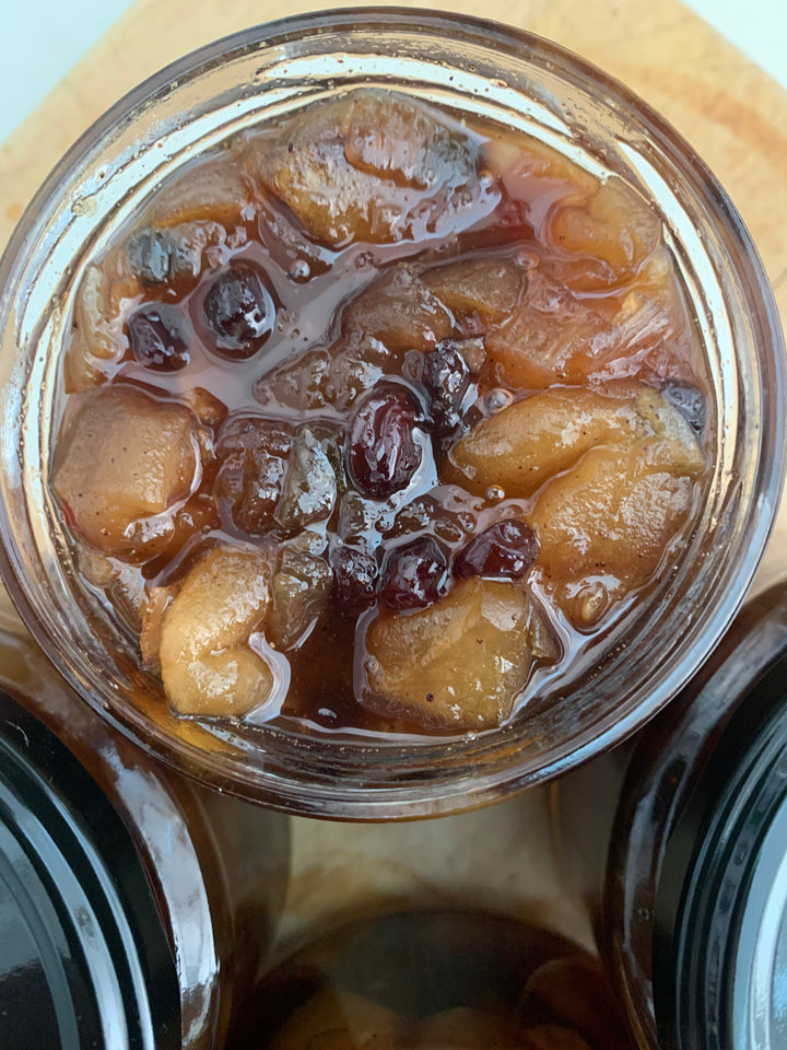 Apple chutney open jar