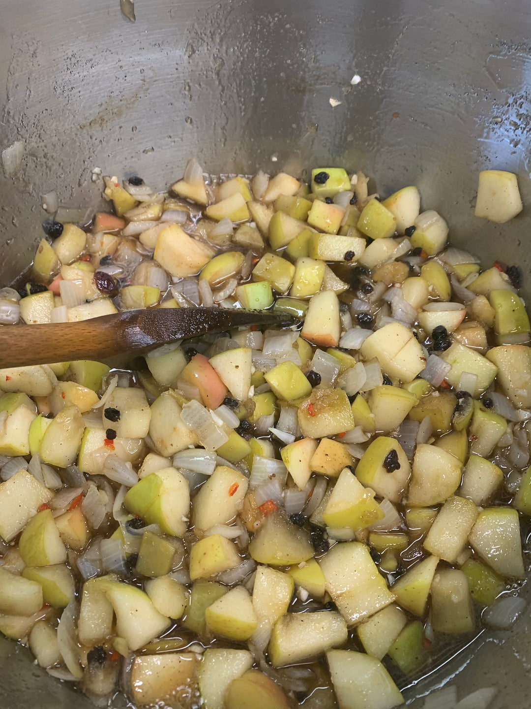 Apple chutney being cooked