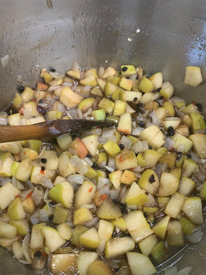 Apple chutney being cooked