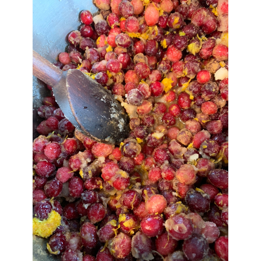 Cranberry and port sauce being cooked