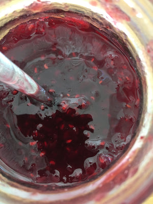 Raspberry jam close up